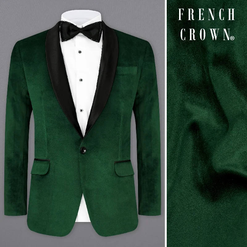 Phthalo Green Velvet Tuxedo Designer Blazer