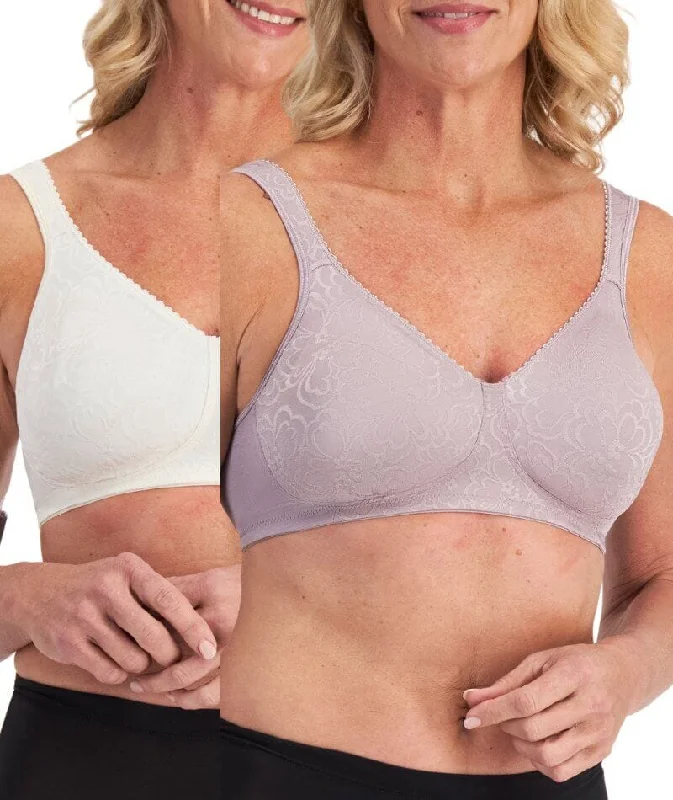 Playtex 18 Hour Ultimate Lift & Support Wire-Free Bra 2-Pack - Mother of Pearl/Warm Steel