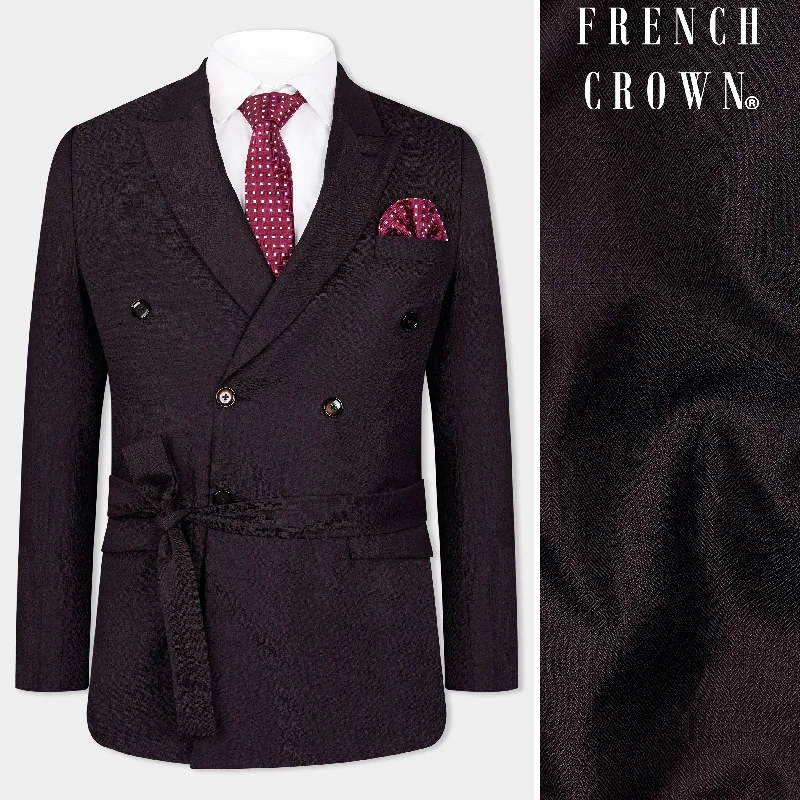 Plum Purple Wool Rich Double Breasted Designer Blazer