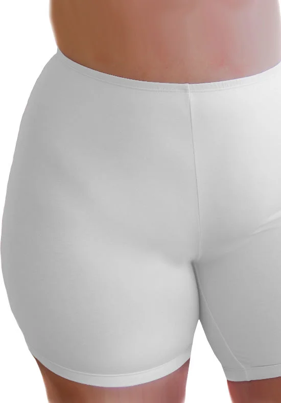 Anti Chafing Plus Size Cotton Pull On Boxer with Legs White