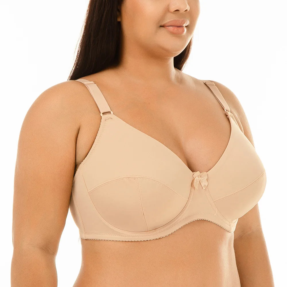 Plus Size Full Coverage Minimizer Bra | Large Cup B-E Push Up with Lace and Cotton Lining