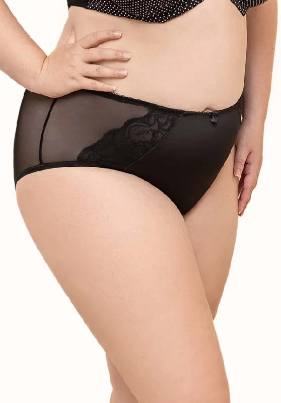 Eve Total Sheer Women Lace Side Plus Size Hipster Brief Black