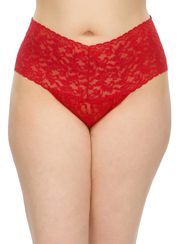 Plus Size Retro Lace Thong Red