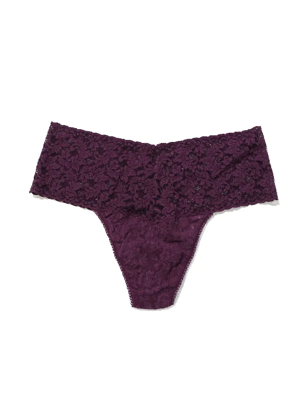 Plus Size Retro Lace Thong Stone Fruit Purple