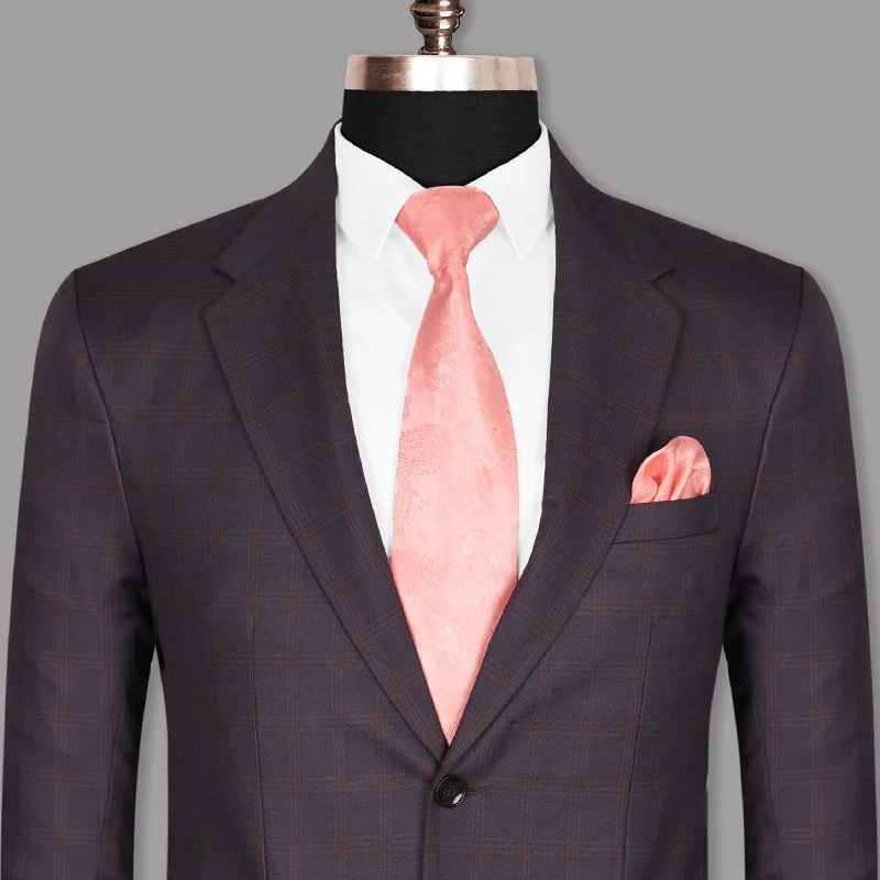 Purple with Red Windowpane Premium Wool Blazer