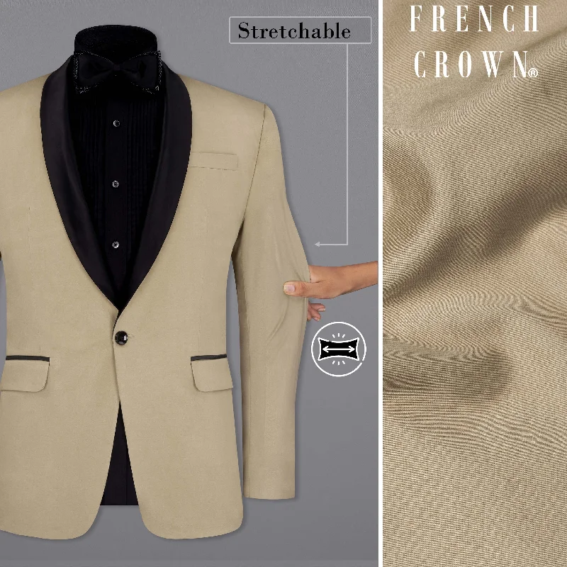 Quicksand Brown Stretchable Tuxedo Premium Cotton traveler Blazer