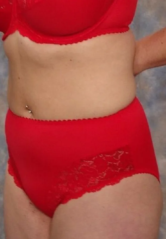 Red Plus Size Brief in Microfiber Jersey and Lace Sides