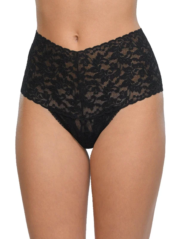 Retro Lace Thong Black