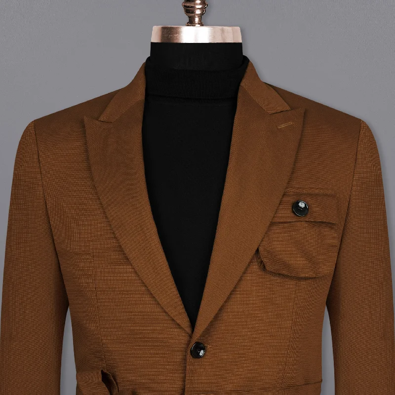 Russet Brown Premium Cotton Belt closure Sports Blazer