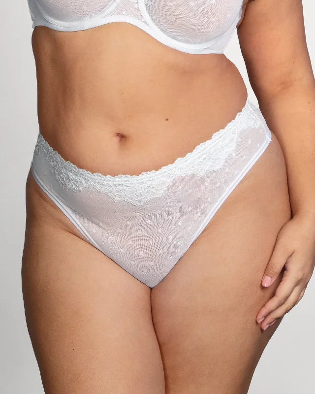 Sheer Whisper High Cut Thong Panty - White