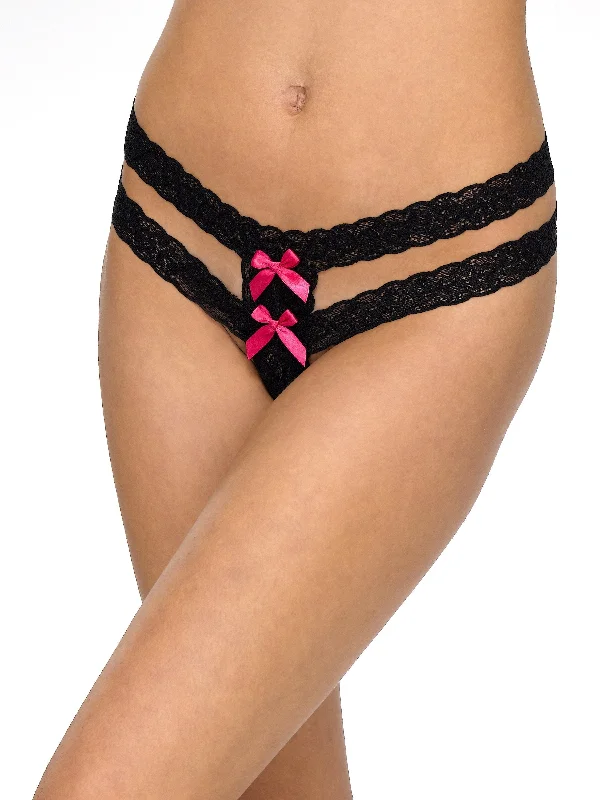 &oh™ Signature Lace Crotchless Double G-String with Bows