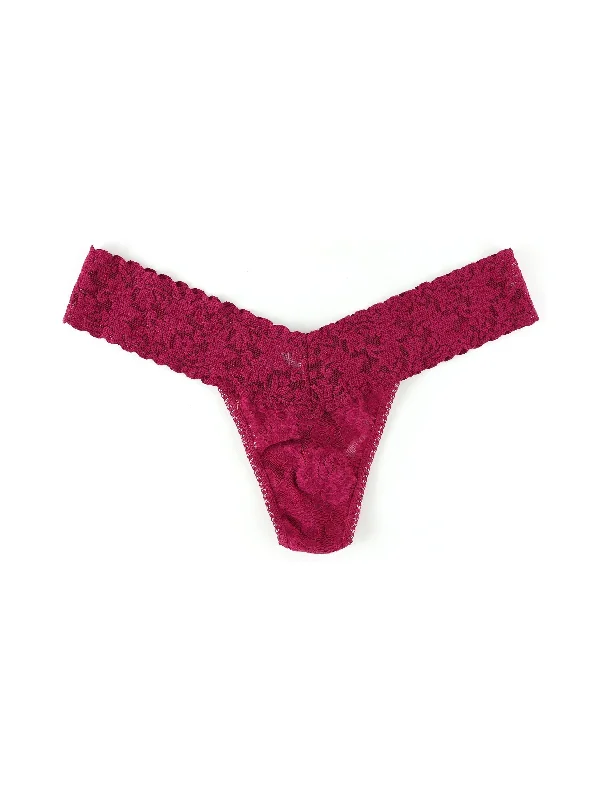 Signature Lace Low Rise Thong Dark Pomegranate Red