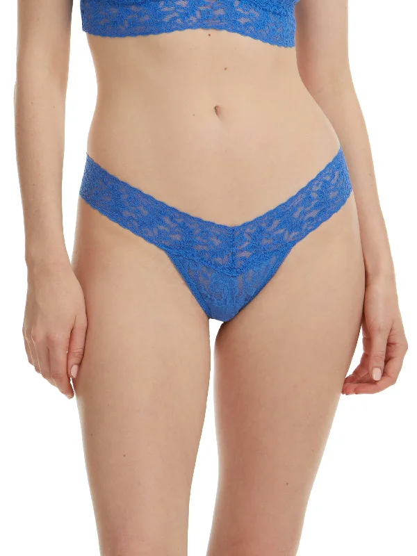 Signature Lace Low Rise Thong Sea Blue