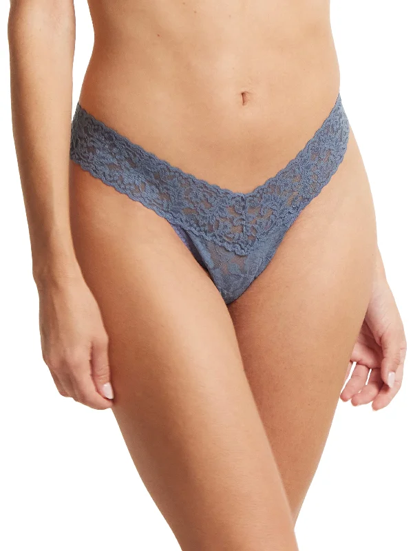 Signature Lace Low Rise Thong Tour Guide Blue