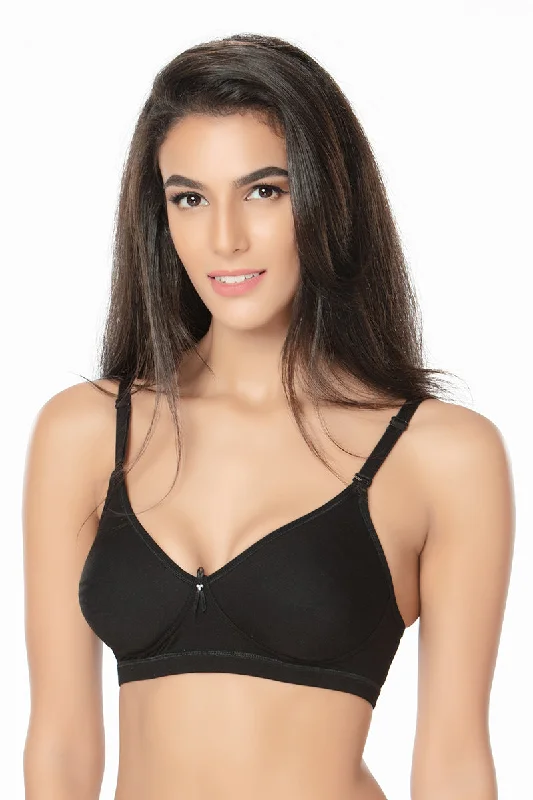 Sofiya-Cotton Plain Bra Black