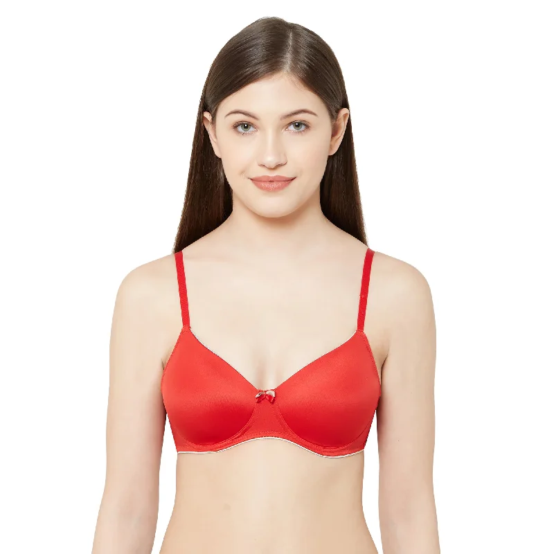 6404-Soft Padded Solid T-shirt Bra Red