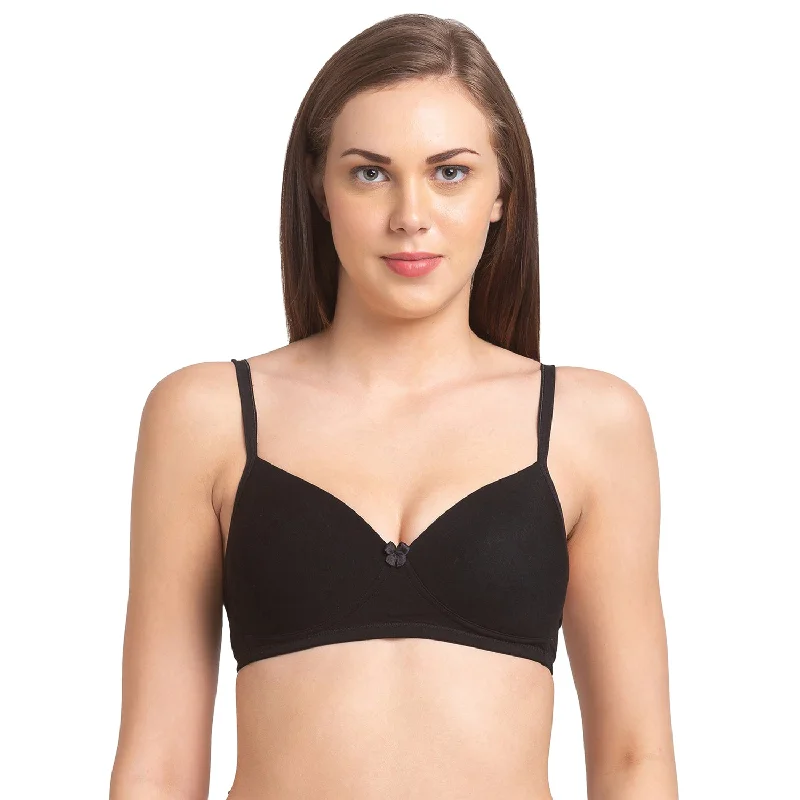 Daffodil-Soft Padded Solid T-shirt Bra Black