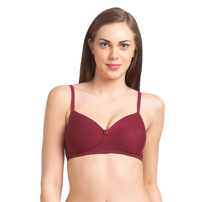 Daffodil-Soft Padded Solid T-shirt Bra Maroon