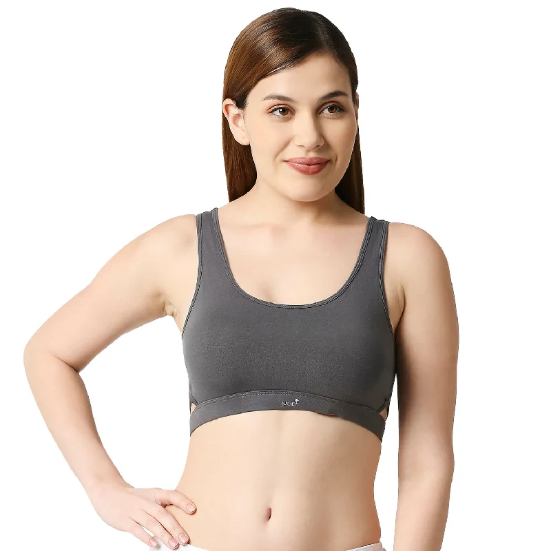 JS 90-4 -Padded Solid Low Impact Sports Bra Dark Grey