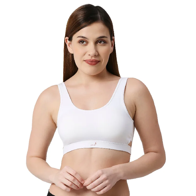 JS 90-4 Padded Solid Low Impact Sports Bra White