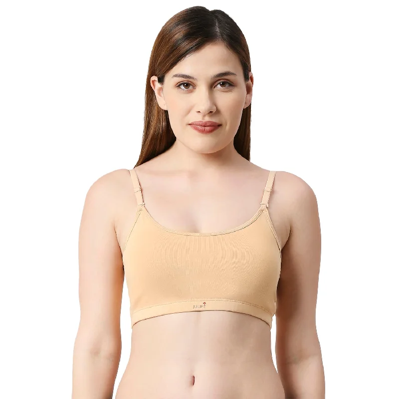 JS 90- 5 Padded Solid Low Impact Sports Bra  Skin