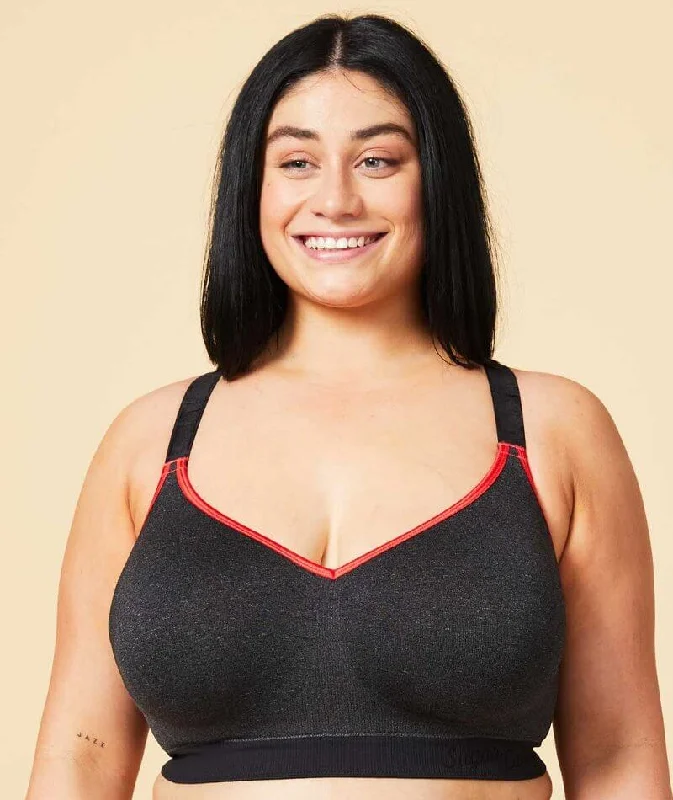 Sugar Candy Crush Fuller Bust Seamless F-Hh Cup Wire-Free Lounge Bra - Charcoal