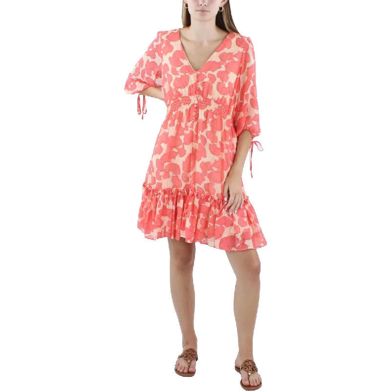 Taylor Womens Floral Print Chiffon Sundress