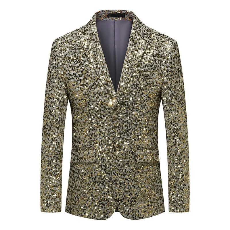 The Avalon Slim Fit Sequin Blazer Suit Jacket - Gold