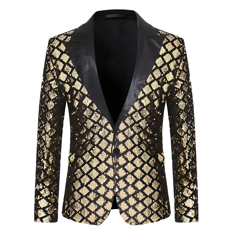 The Damond Sequin Slim Fit Blazer Suit Jacket - Gold