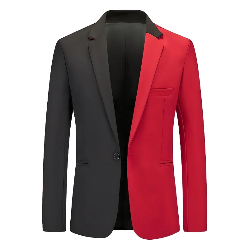 The Geoffrey Splice Slim Fit Blazer Suit Jacket - Vermilion