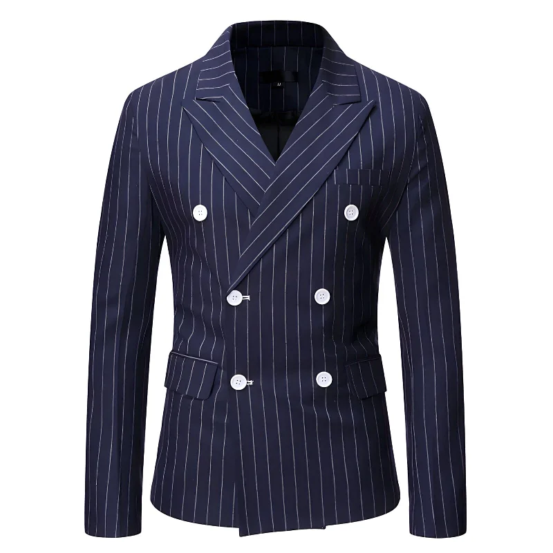 The Hamilton Pinstripe Slim Fit Blazer Suit Jacket - Navy