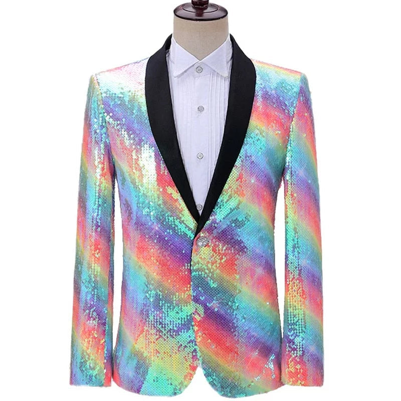 The Rainbow Sequin Slim Fit Blazer Suit Jacket