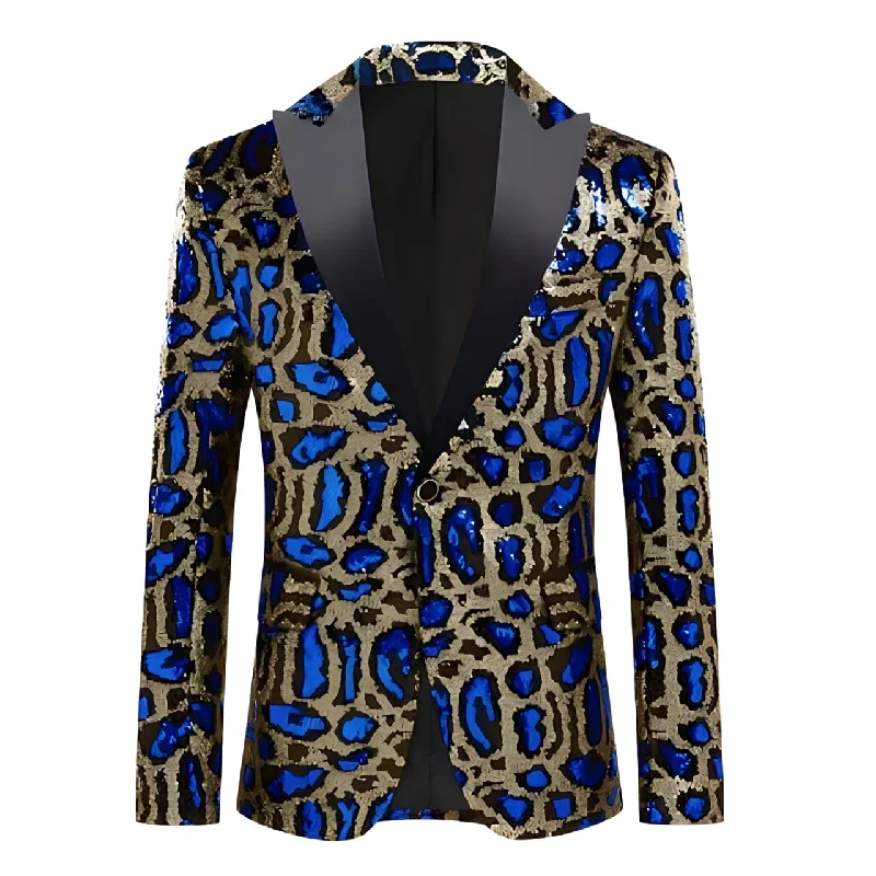 The Sequin Leopard Slim Fit Blazer Tuxedo Suit Jacket