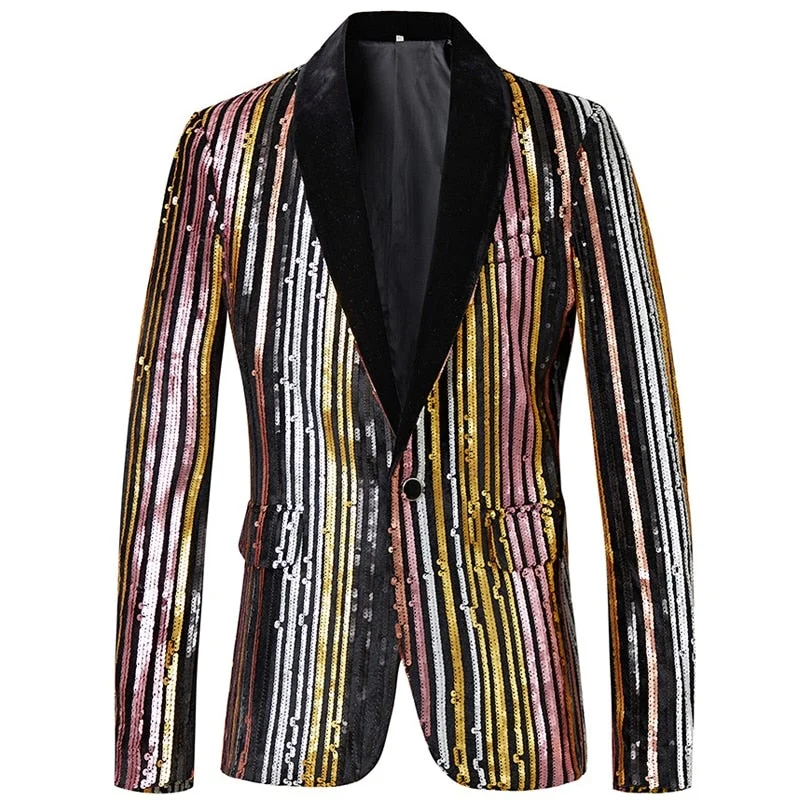 The Strass Sequin Slim Fit Blazer Suit Jacket