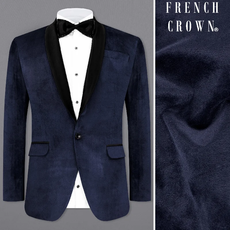 Thunder Blue Velvet Tuxedo Designer Blazer