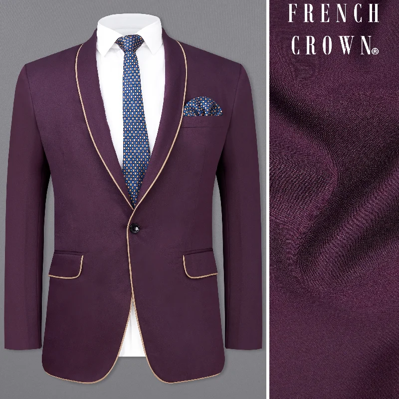 Thunder Maroon with Golden Piping Work Premium Cotton Designer Blazer