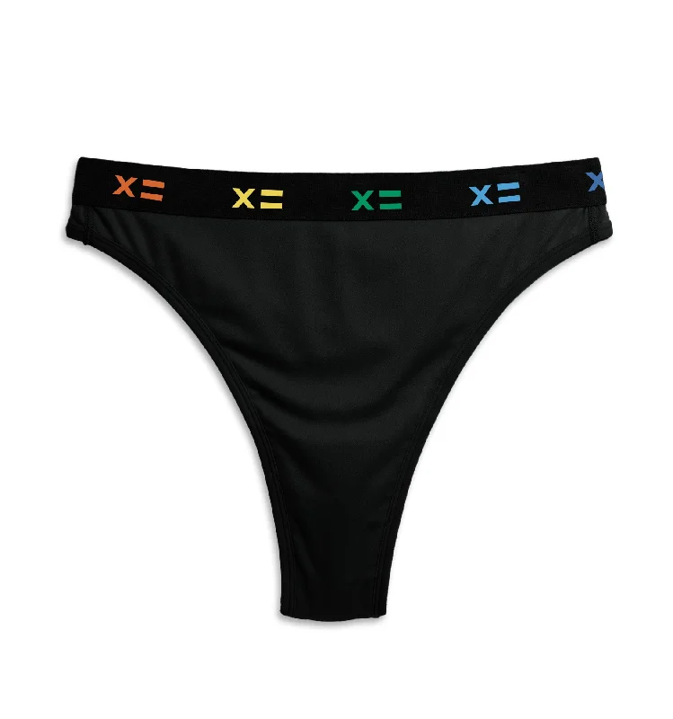 Tucking High Leg Thong - Black X= Rainbow