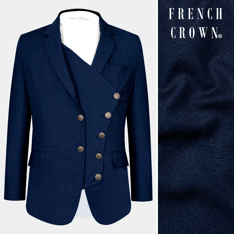 Tuna Blue Wool Rich Designer Blazer