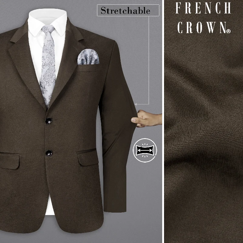 Walnut Brown Solid Stretchable Premium Cotton traveler Blazer