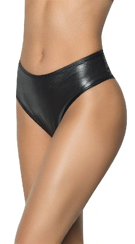 Wet Look High Waist Ruched Back Panty