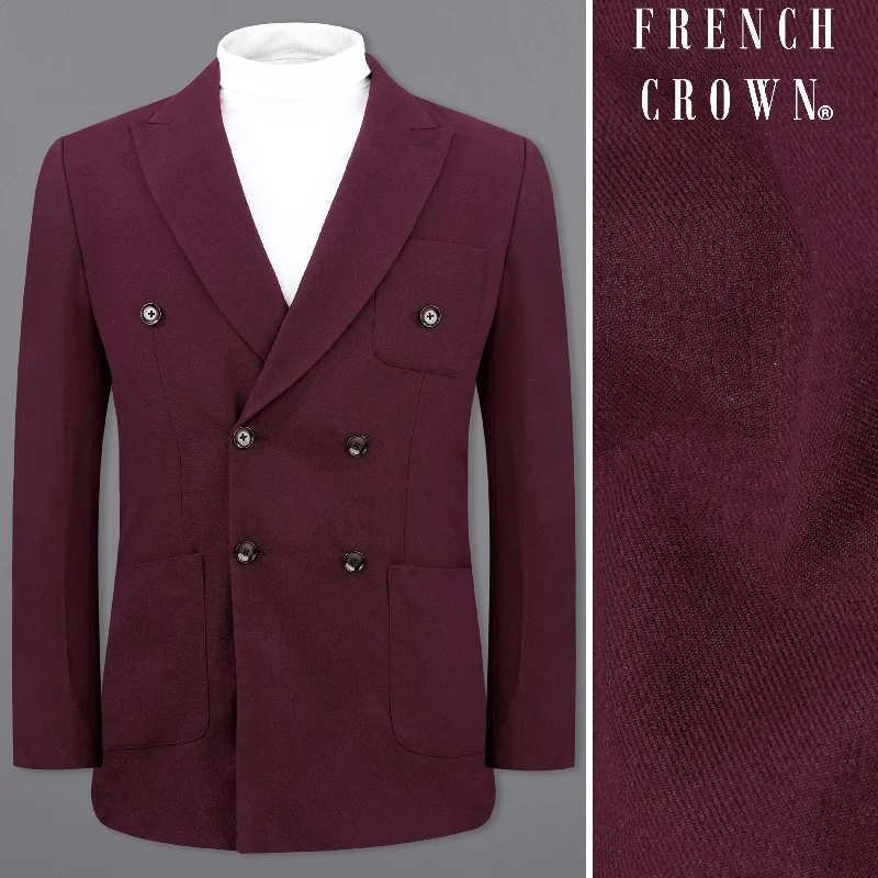 Wine Berry Wool Rich Double Breasted Sports Blazer