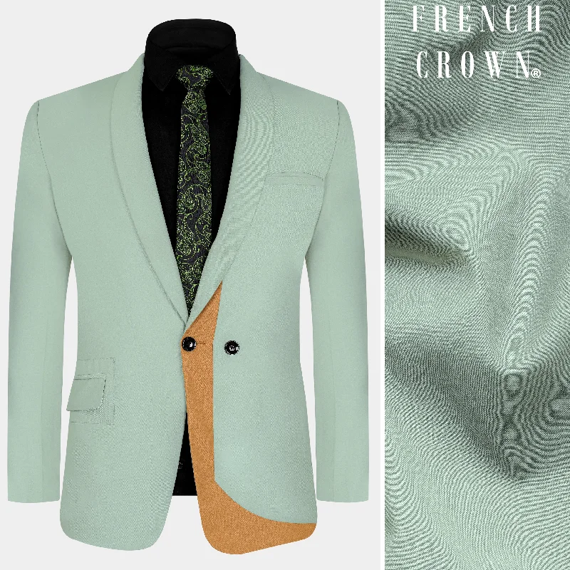 Xanadu Green and Twine Brown Wool Rich Designer Blazer