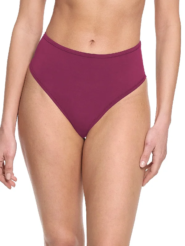 YourFit™ High Rise Thong Mulled Wine Red