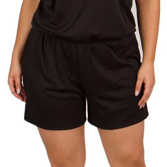 Plus Size Chlorine Resistant Swimsuits -  Polyester Two Piece with Short - Available in Black or Blue