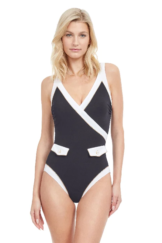 GOTTEX HIGH CLASS V-NECK SURPLICE ONE PIECE SWIMSUIT