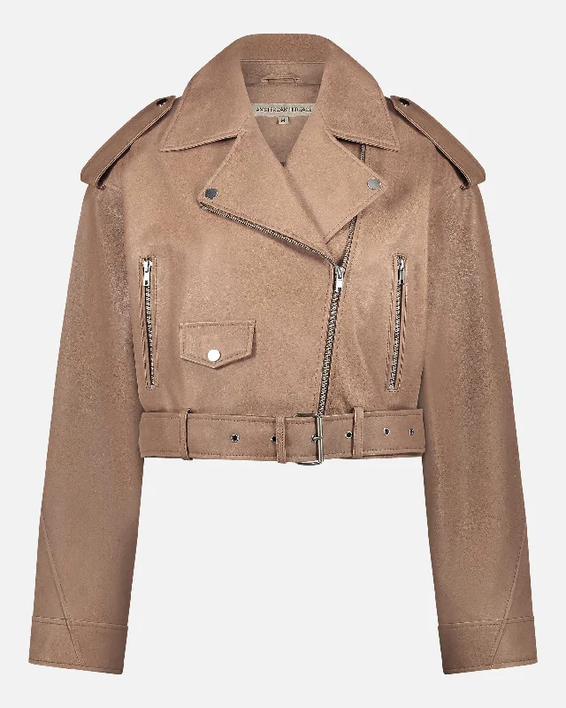 Marlin | Cropped Leather Moto Jacket