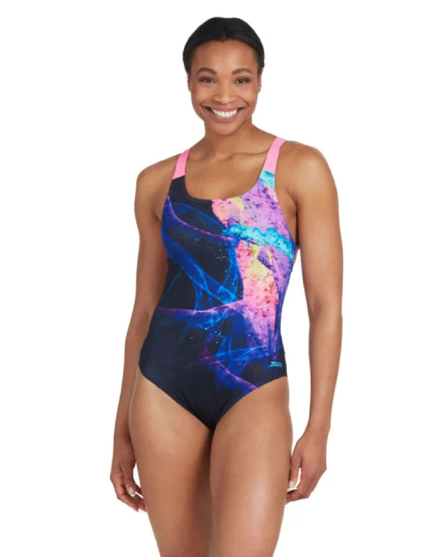 Acid Wave Speedback Swimsuit - Black/Pink