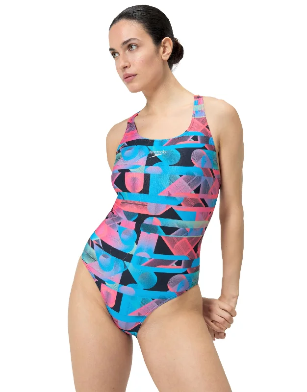 Allover Digital Powerback Swimsuit - Red/Blue