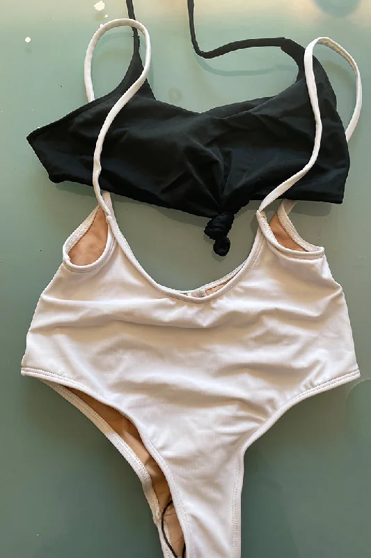 Alondra Swimsuit White Top and Black Body