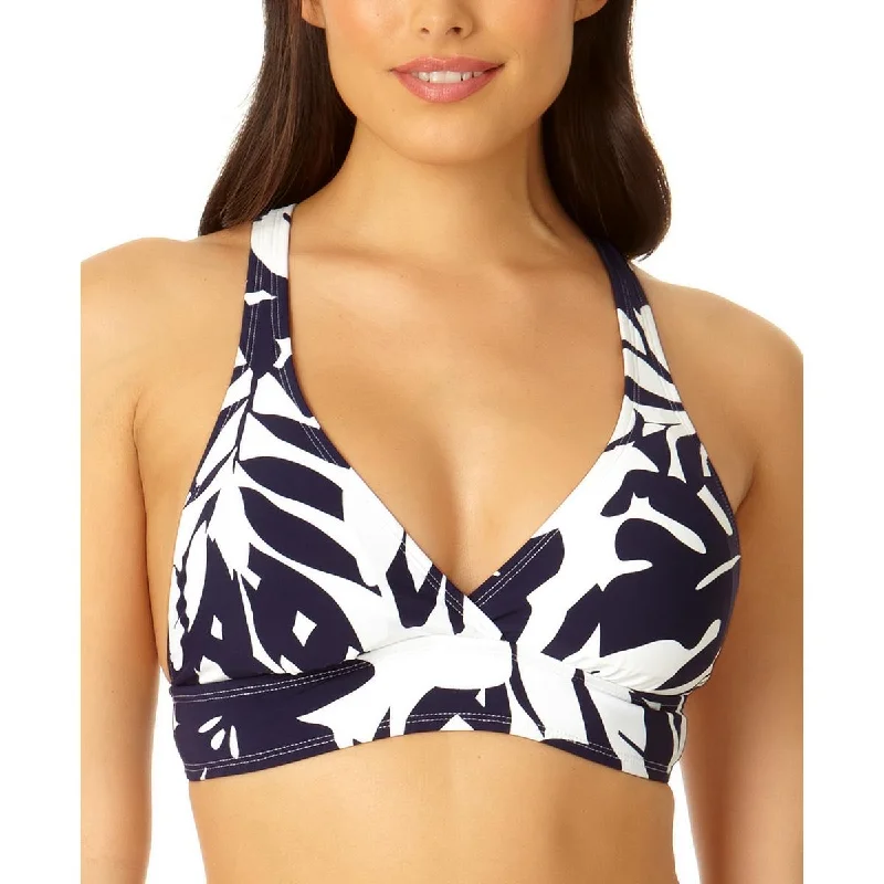 Anne Cole Womens Printed Cross-Back Bikini Swim top